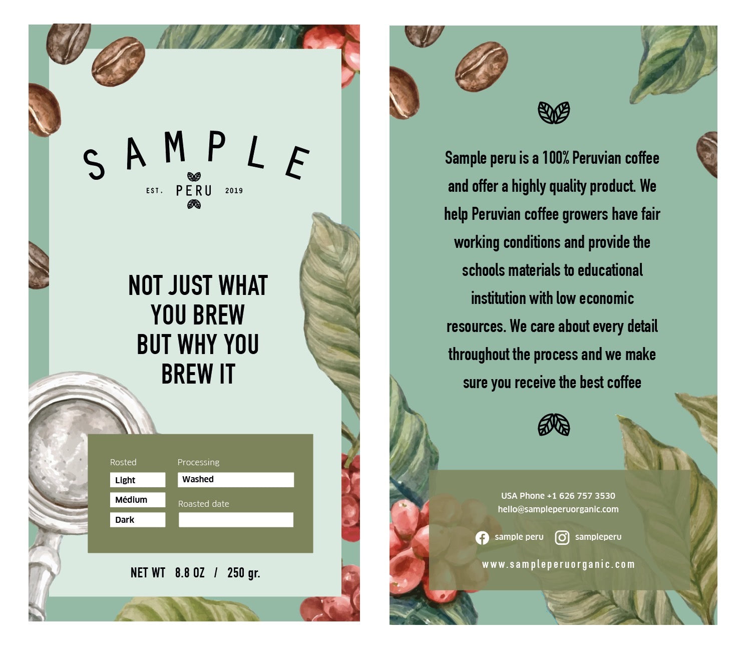 Sample Peru Coffee Bag – Whole Bean Arabica from Cusco